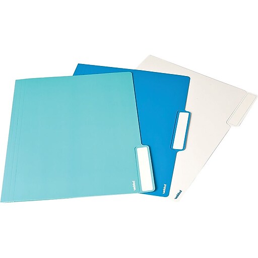 Poppin White/Pool Blue/Aqua Letter File Folders, 24/Pack Staples