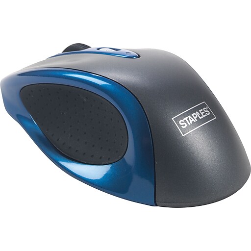 Staples® Wireless Optical Mouse, Blue Staples