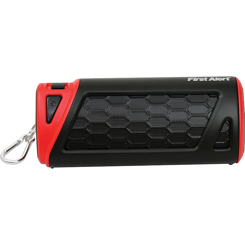 First Alert Portable Outdoor Bluetooth Speaker, Black/Red (SFA900) image 1