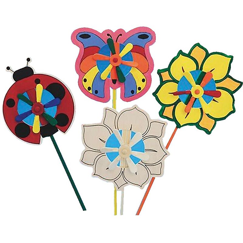 Craft Express Butterfly, Flower and Ladybug Pinwheels Craft Kit, 12/Pack (CE4009) image 1