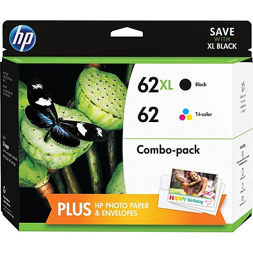 HP 62XL/62 High Yield Black and Standard Tricolor Ink Cartridges w