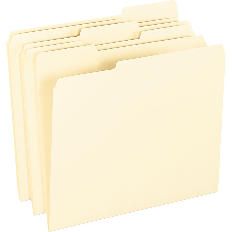 Pendaflex Smart Shield Recycled File Folder, 1/3-Cut Tab, Assorted, Letter Size, Manila, 100/Box (62702) image 1