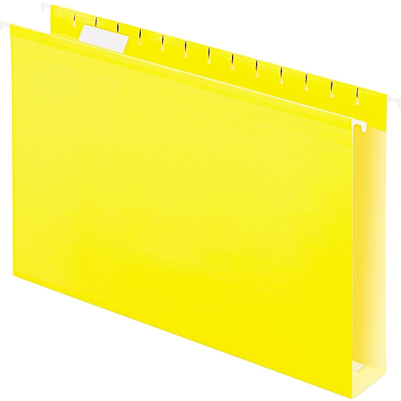 Pendaflex Reinforced Recycled Hanging File Folder, 2" Expansion, 5-Tab Tab, Legal Size, Yellow, 25/Box (PFX 04153X2 YEL) image 1