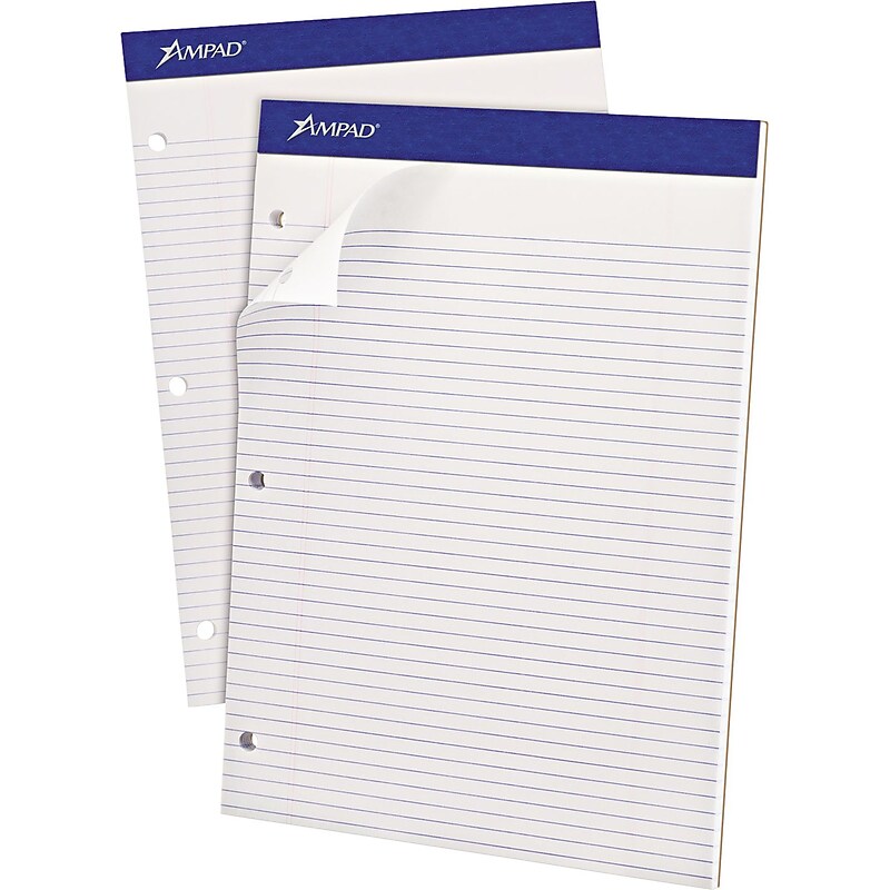 Ampad Notepad, 8.5" x 11.75", Narrow Ruled, White, 100 Sheets/Pad (20-346) image 1