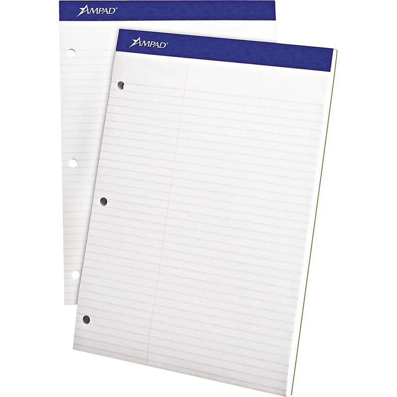 Ampad Notepad, 8.5" x 11.75", Law Ruled, White, 100 Sheets/Pad (TOP 20-345) image 1