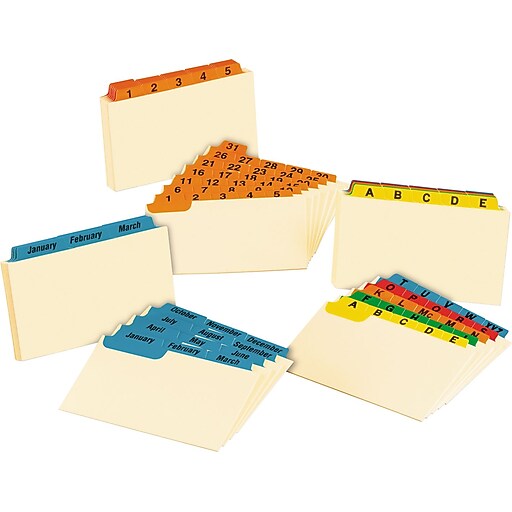 Oxford Laminated Index Card Guides, Monthly, 1/3 Tab, Manila, 3 x 5, 12