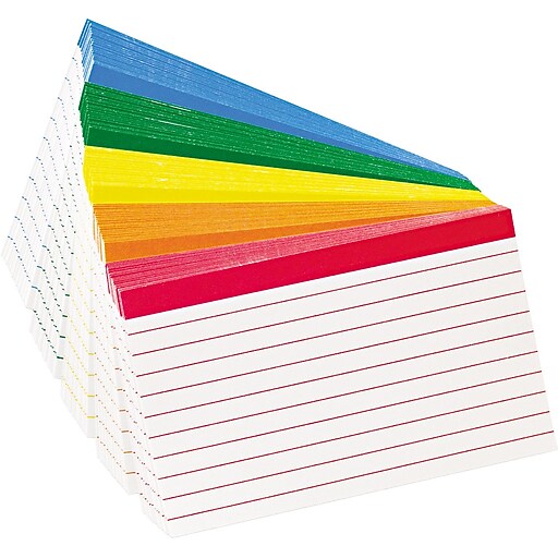 Oxford Color Coded 3" x 5" Index Cards, Lined, Assorted Colors, 100/Pack (4753) Staples
