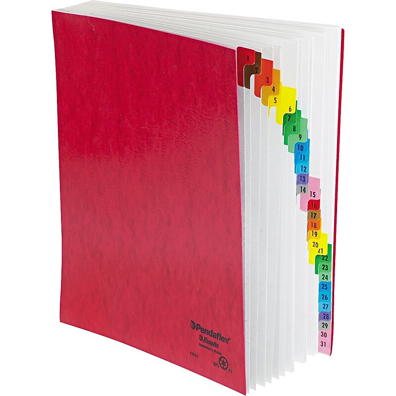 Pendaflex Pressguard Indexed Desk File, Numerical Index, Red (11014) image 1