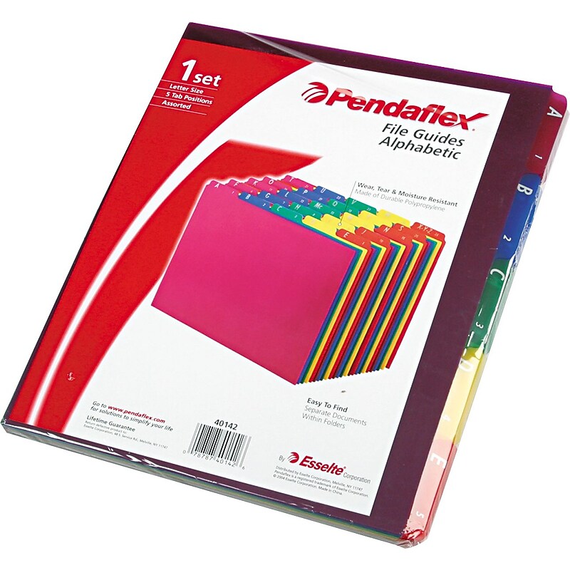 Pendaflex A-Z Index File Guide, Letter Size, Assorted Colors, 25/Pack (PFX 40142) image 1