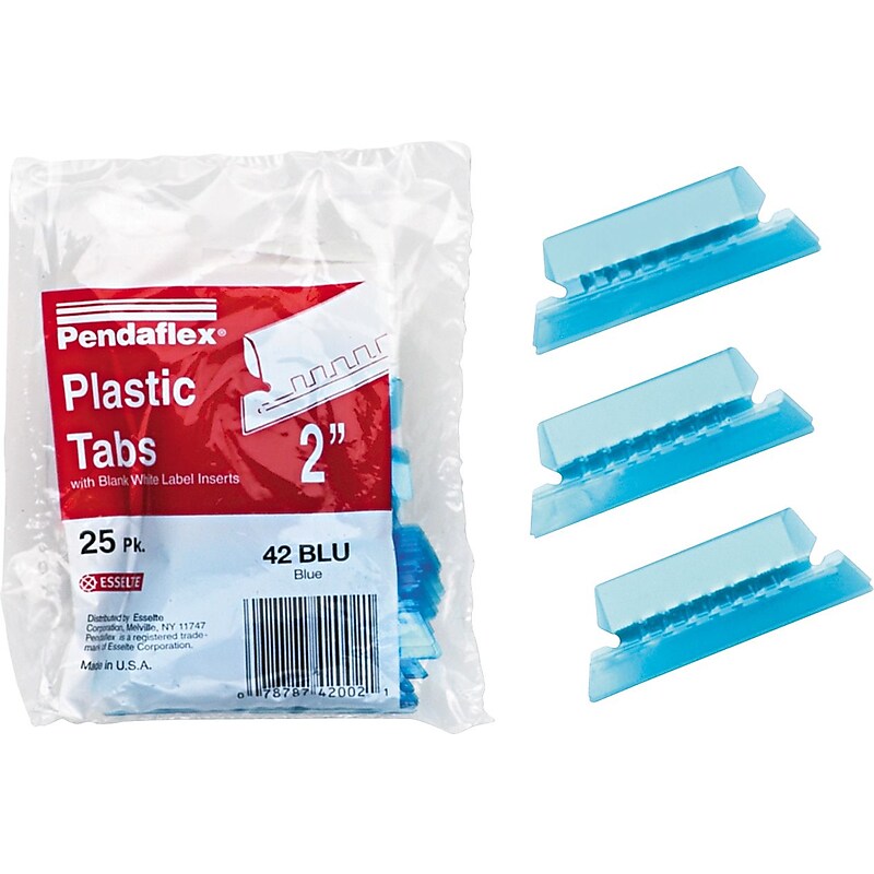 Pendaflex Hanging Folder Tab, 2" x 0.75", Blue, 25/Pack (PFX 42 BLU) image 1