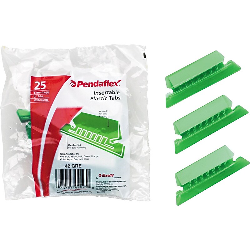 Pendaflex Hanging Folder Tab, 2" x 0.75", Green, 25/Pack (PFX 42 GRE) image 1