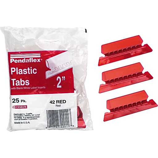 Pendaflex Hanging Folder Tab, 2" x 0.75", Red, 25/Pack (PFX 42 RED