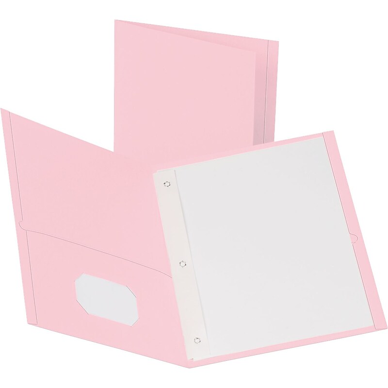 Oxford 2 Pocket Folders with Fasteners, Pink, 25/Box (57768EE) image 1