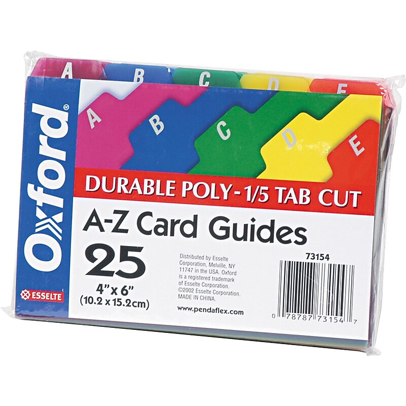 Oxford Alpha Card Guides, 4" x 6", Assorted, 25/Set (73154) image 1