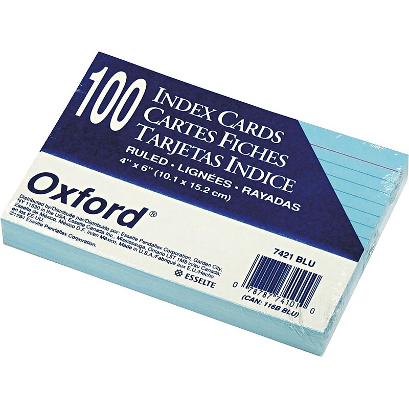 Oxford Ruled Index Cards, 4 x 6, Blue, 100/Pack image 1