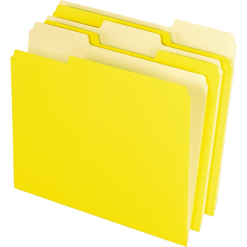 Pendaflex Two-Tone File Folder, 3 Tab, Letter Size, Yellow, 100/Box (PFX 152 1/3 YEL) image 1