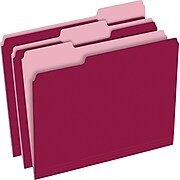 Pendaflex Two-Tone File Folder, 3 Tab, Letter Size, Burgundy, 100/Box (PFX 152 1/3 BUR)