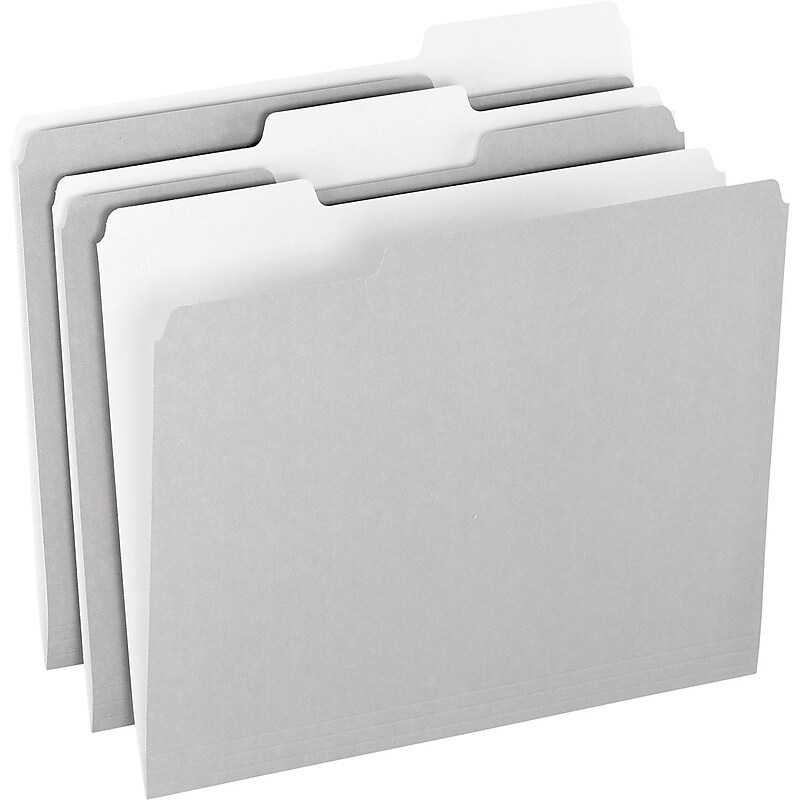 Pendaflex Two-Tone Recycled File Folder 100 File Folders, 1/3-Cut Tab, Assorted, Letter Size, Gray, 100/Box (152 1/3 GRA) image 1