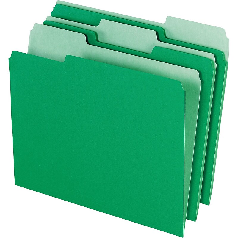 Pendaflex Recycled File Folder, 1/3-Cut Tab, Assorted, Letter Size, Bright Green, 100/Box (152 1/3 BGR) image 1