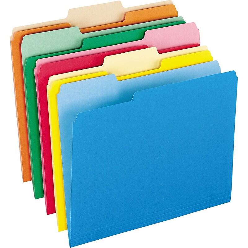 Pendaflex Two-Tone File Folders, 1/3 Cut Top Tab, Letter, Assorted Colors, 100/Box (152 1/3 ASST) image 1