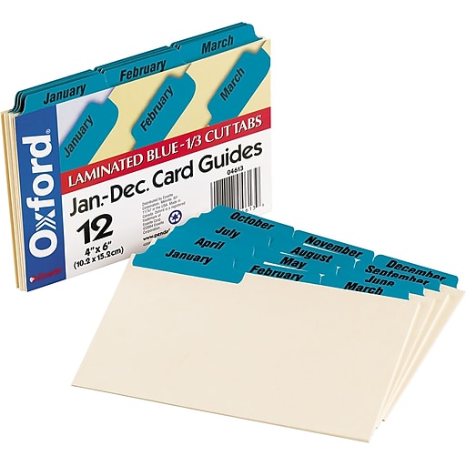 1/5 Cut Tabs Manila, 4 x 6 Inches Oxford Index Card Guides with Blank Tabs 