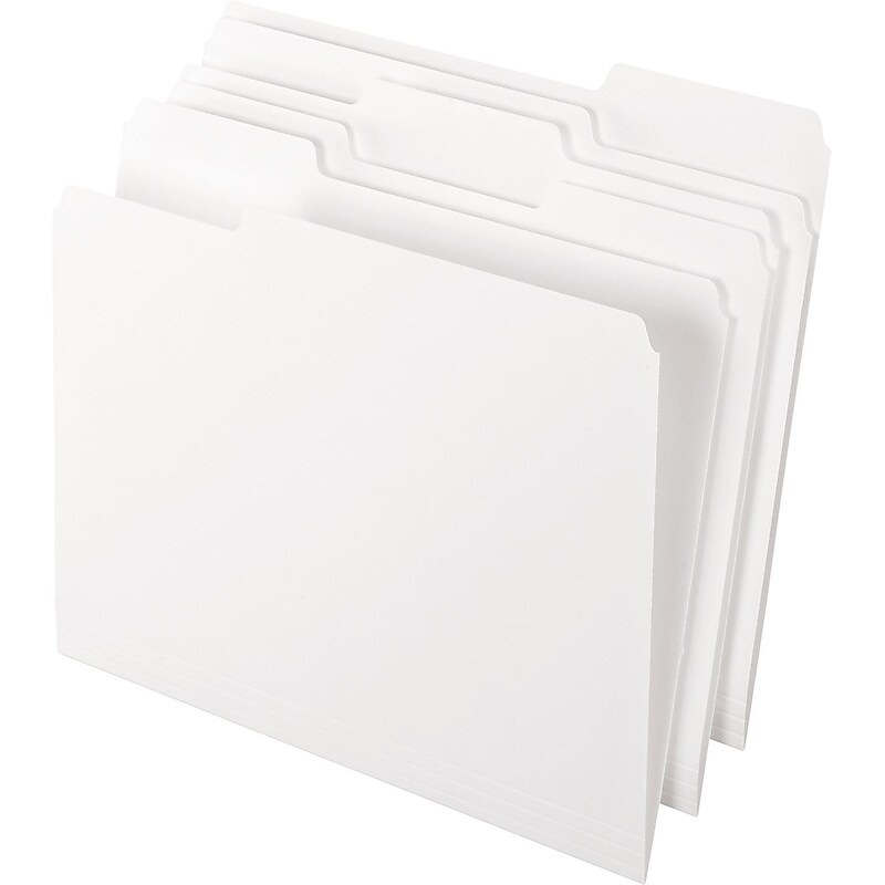 Pendaflex Two-Tone Recycled File Folder, 1/3-Cut Tab, Assorted, Letter Size, White, 100/Box (152 1/3 WHI) image 1
