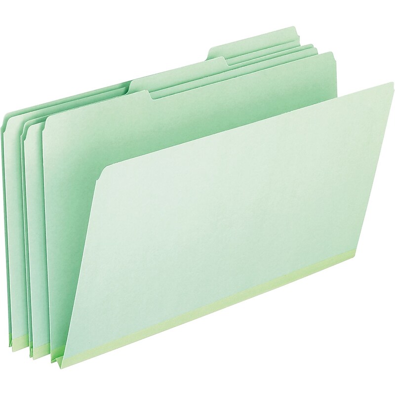 Pendaflex Recycled File Folder, 2/5-Cut Tab, Assorted, Legal Size, Light Green, 25/Box (17171EE) image 1
