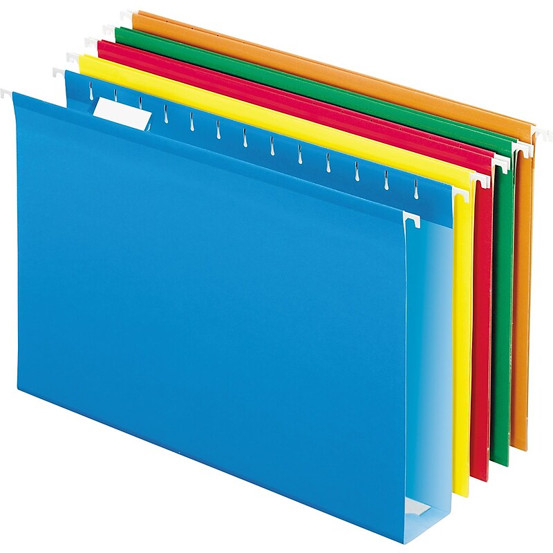 Pendaflex Reinforced Recycled Hanging File Folder, 2" Expansion, 5-Tab Tab, Legal Size, Assorted Colors, 25/Box image 1