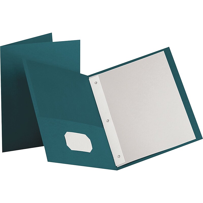 Oxford Twin-Pocket Folders with 3 Fasteners, Letter, 1/2" Capacity, Teal, 25/Bx image 1