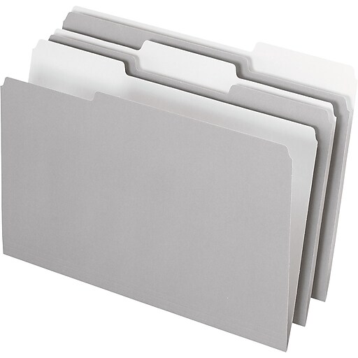 Pendaflex Interior File Folders, 1/3 Cut Top Tab, Legal, Gray, 100/Box