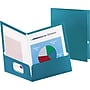 Oxford Two-Pocket Laminated Folder, 100-Sheet Capacity, Metallic Teal, 25/Box~#|#~s0867910_sc7