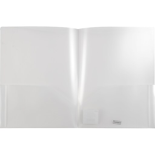 Report Cover with 2 Pockets, Plastic, Clear Staples