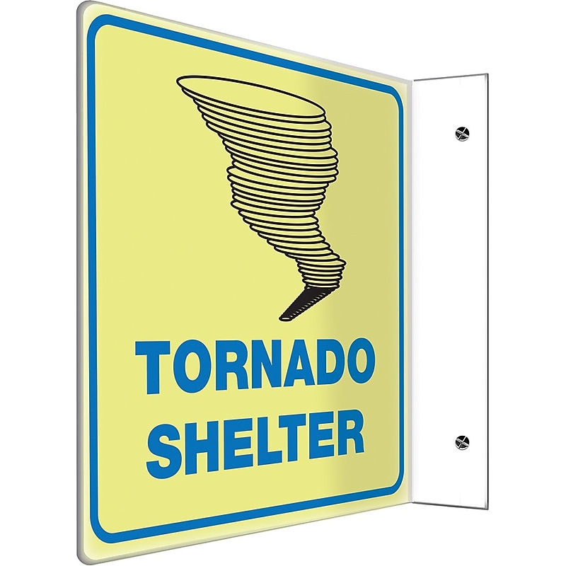 Accuform Tornado Shelter Projection Sign, Black/Blue, 8"H x 8"W (PSP465) image 1