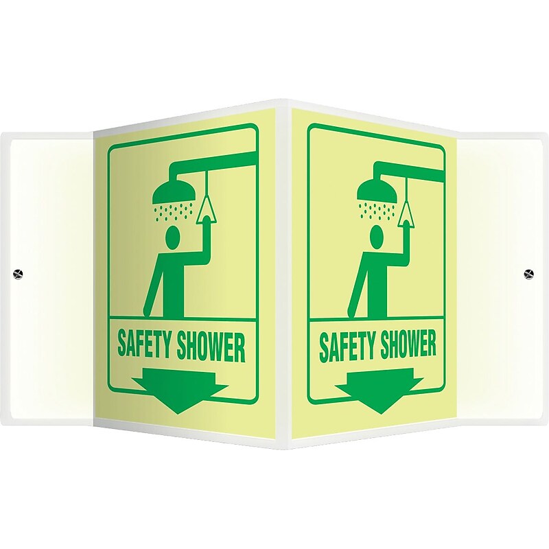 Accuform Safety Shower Projection Sign, Green/Yellow, 6"H x 5"W (PSP867) image 1