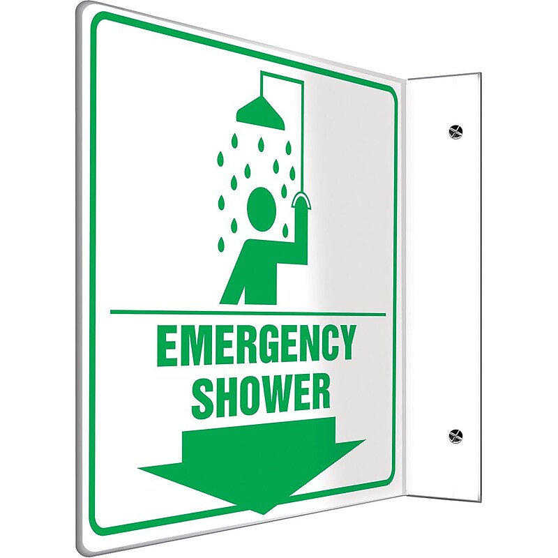 Accuform Emergency Shower Projection Sign, Green/White, 8"H x 8"W (PSP710) image 1