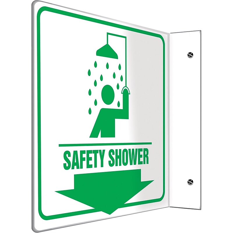 Accuform Safety Shower Projection Sign, Green/White, 8"H x 8"W (PSP704) image 1