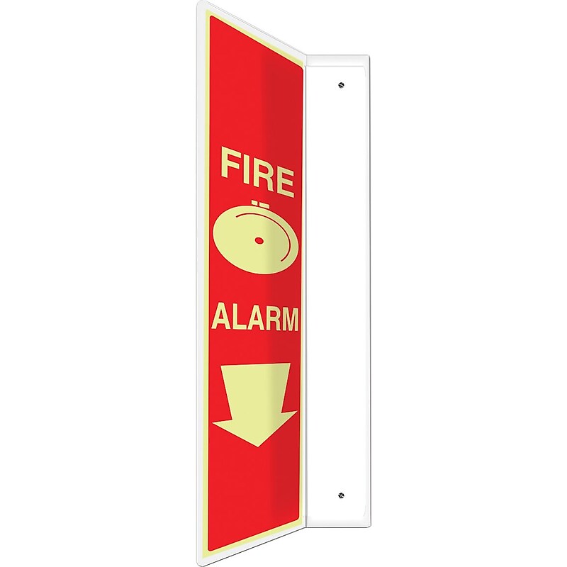 Accuform Fire Alarm Projection Sign, White/Red, 24"H x 4"W (PSP716) image 1