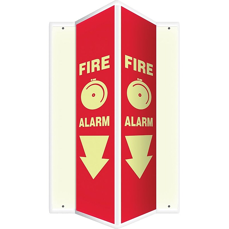 Accuform Fire Alarm Projection Sign, White/Red, 24"H x 4"W (PSP327) image 1