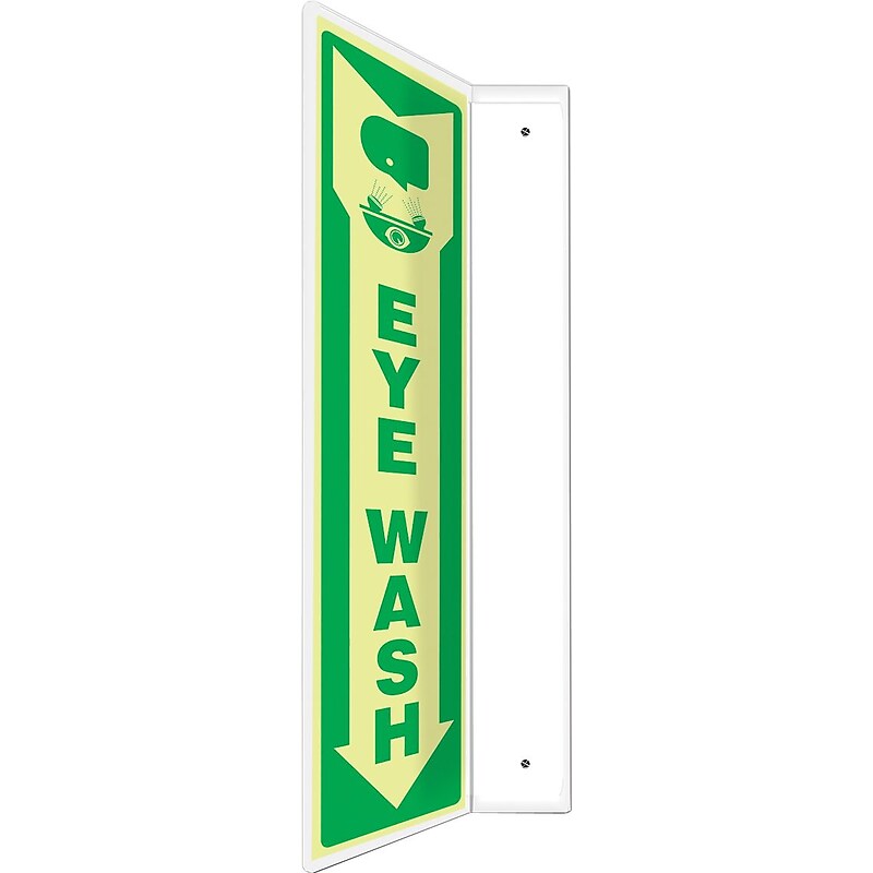 Accuform Eye Wash Projection Sign, Green/White, 18"H x 4"W (PSP917) image 1