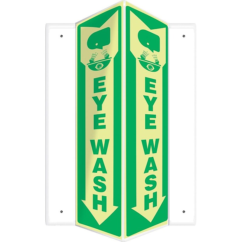 Accuform Eye Wash Projection Sign, Green/White, 18"H x 4"W (PSP806) image 1