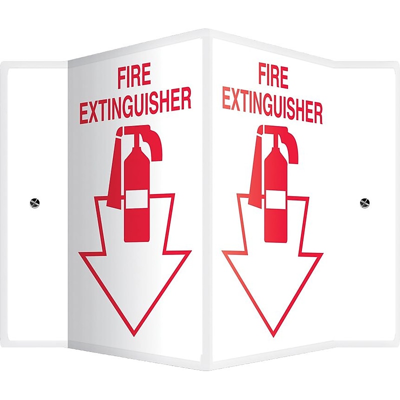 Accuform Fire Extinguisher Projection Sign, Red/White, 12"H x 9"W (PSP361) image 1