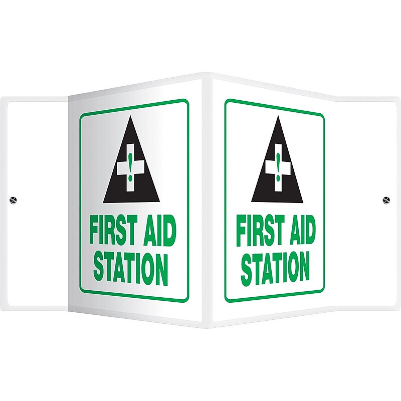 Accuform First Aid Station Projection Sign, Green/Black/White, 6"H x 5"W (PSP619) image 1