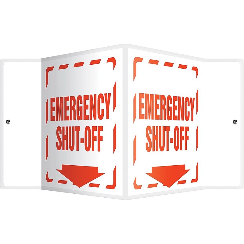 Accuform Emergency Shut-Off Projection Sign, Red/White, 6"H x 5"W (PSP317) image 1