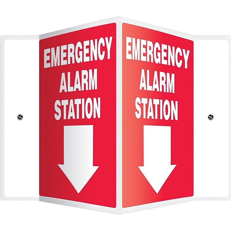 Accuform Emergency Alarm Station Projection Sign, White/Red, 12"H x 9"W (PSP326) image 1