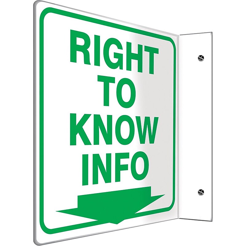 Accuform Right To Know Info Projection Sign, Green/White, 8"H x 8"W (PSP482) image 1