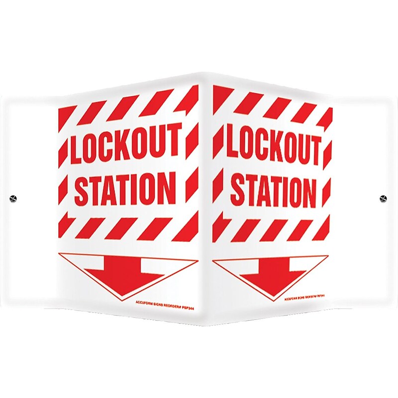 Accuform Lockout Station Projection Sign, Red/White, 12"H x 8"W (PSP357) image 1