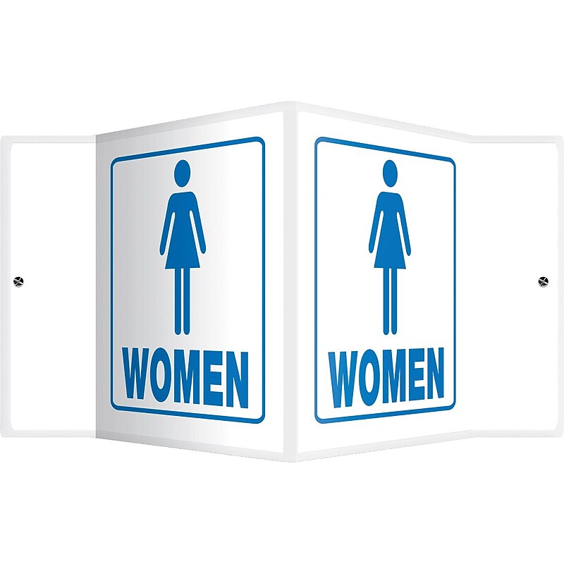 Accuform Women Restroom Projection Sign, Blue/White, 6"H x 5"W (PSP633) image 1