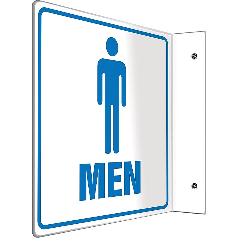 Accuform Men Restroom Projection Sign, Blue/White, 8"H x 8"W (PSP734) image 1