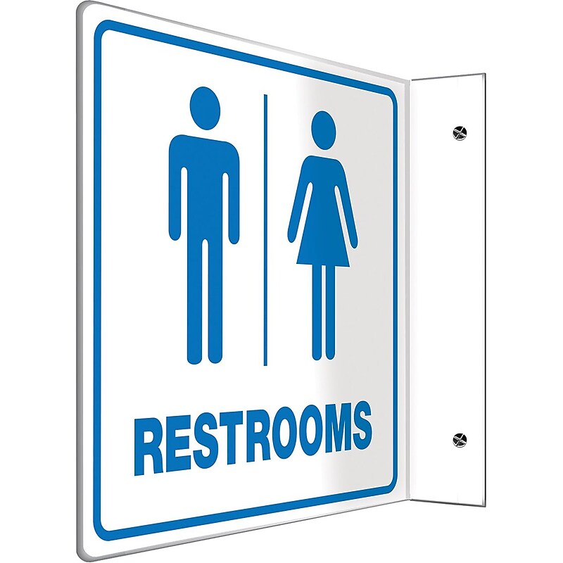 Accuform Restroom Projection Sign, Blue/White, 8"H x 8"W (PSP741) image 1