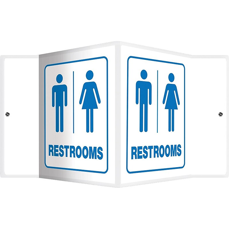 Accuform Restroom Projection Sign, Blue/White, 6"H x 5"W (PSP630) image 1